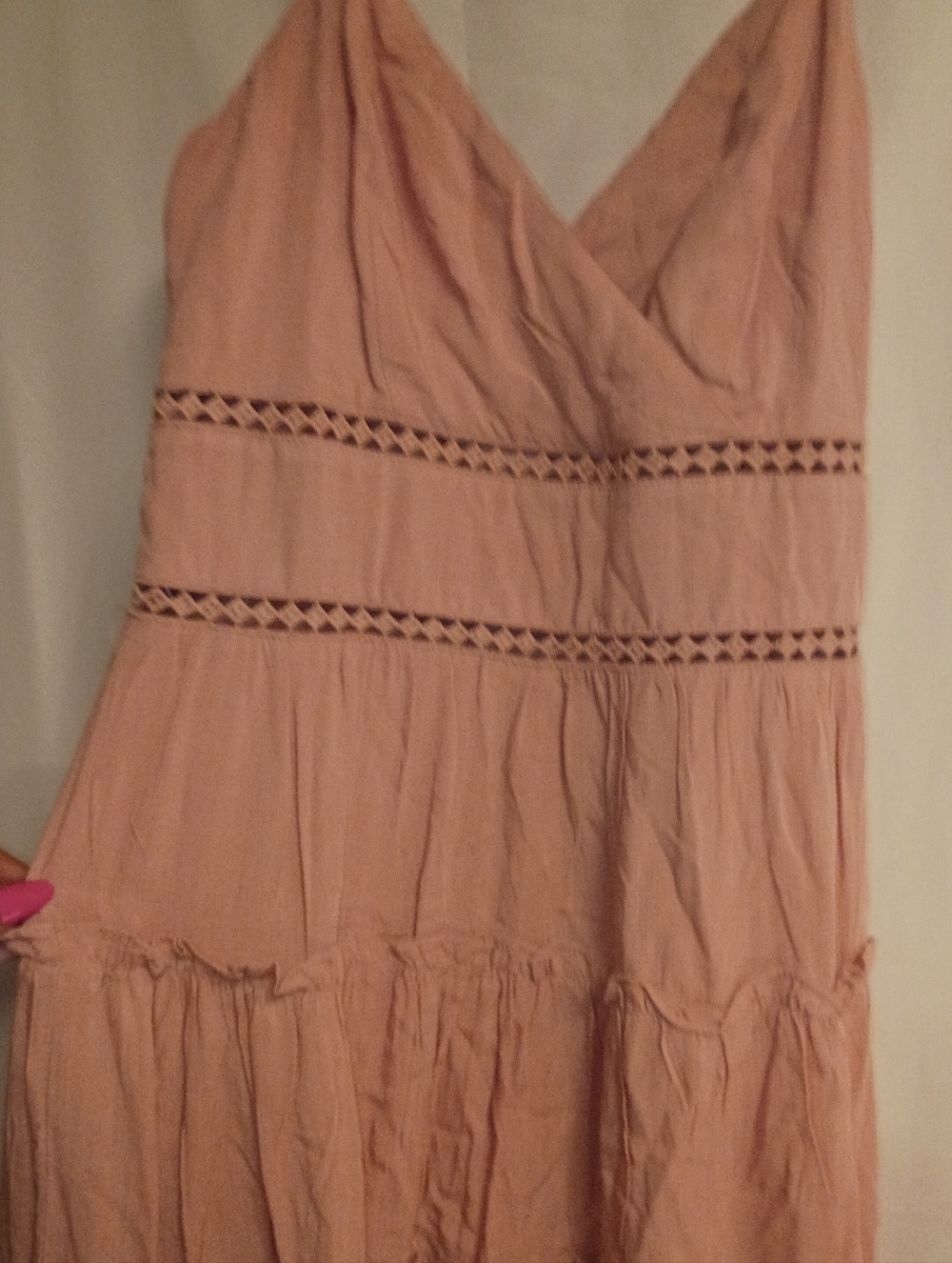 Trixxi Dusty Pink Tiered Spaghetti Strap Sundress - Picture 3 of 5